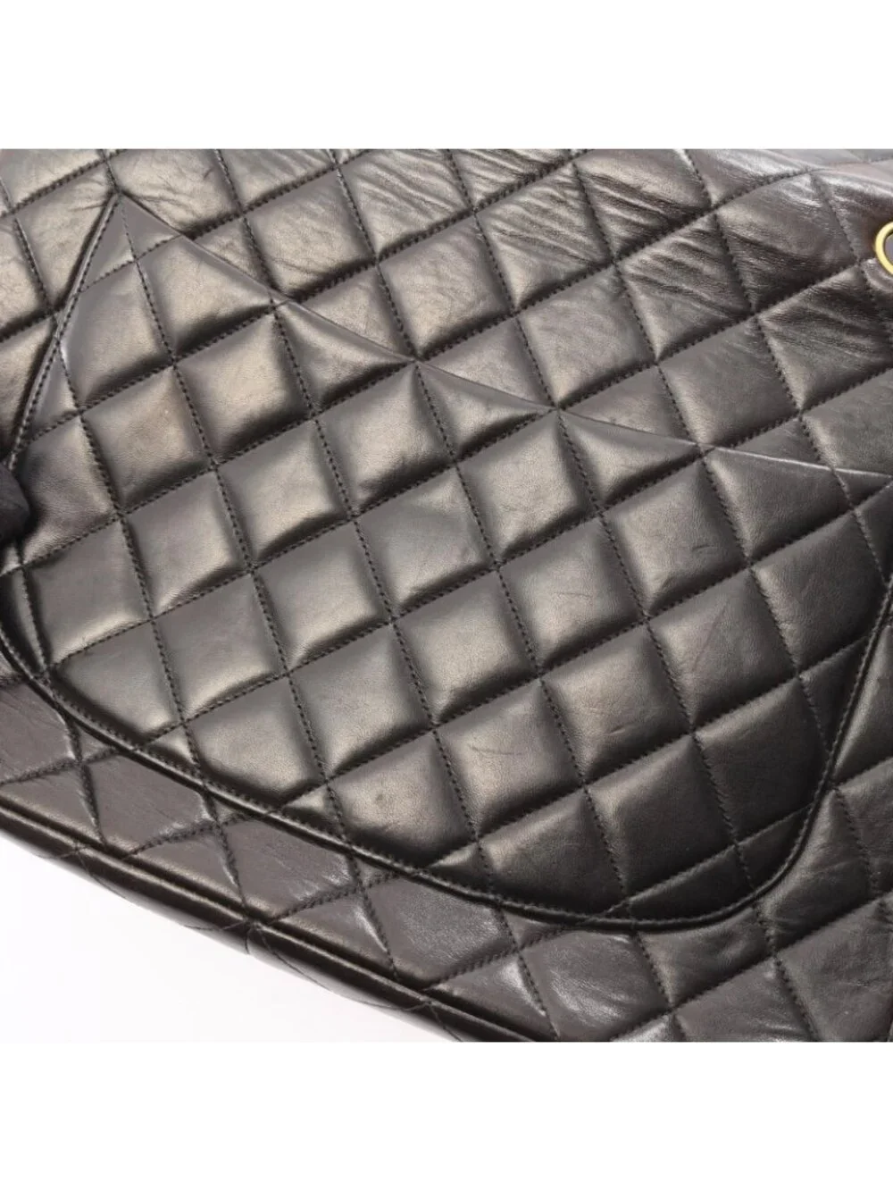 Chanel Shoulder Bag Maxi Quilted 30 Single Flap Black Lambskin Chain